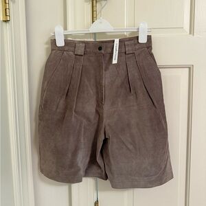 Suede Elegant Brown Women's Shorts